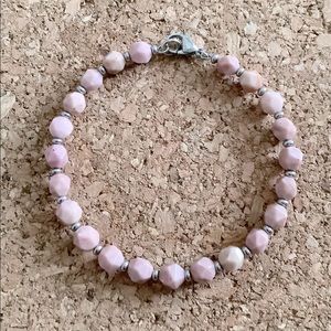 Pink Rhodonite star cut bracelet stainless steel